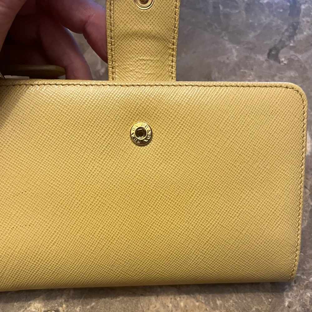 Prada Yellow Saffiano Leather Wallet with Gold Logo - Picture 7 of 16